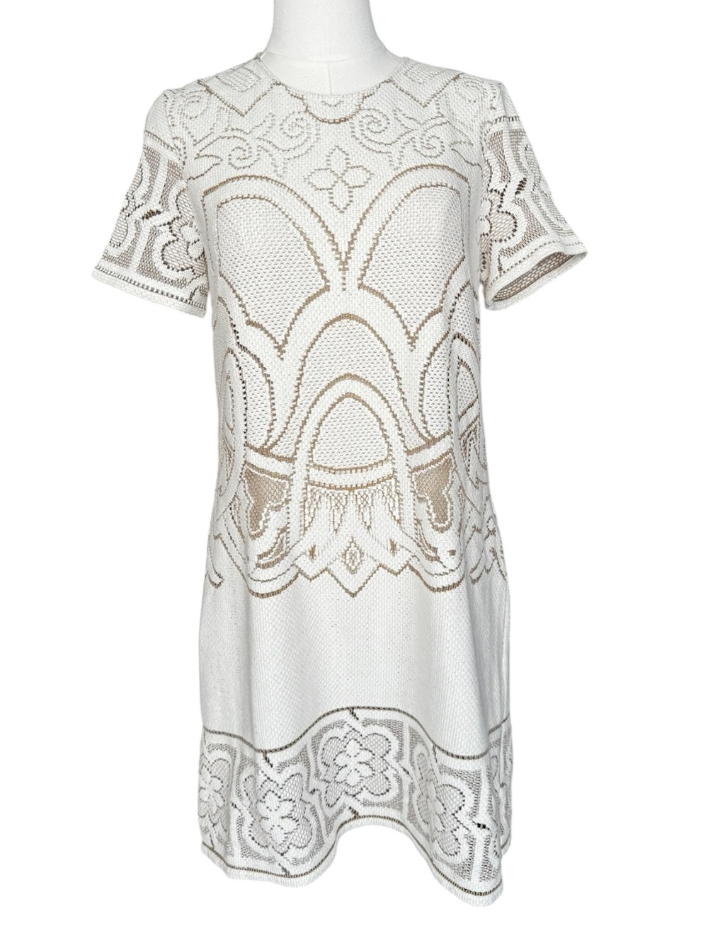 La DoubleJ. Lacey Mini Swing Dress in Solid White Smoke in Embroidered Cotton XS - Picture 3 of 16